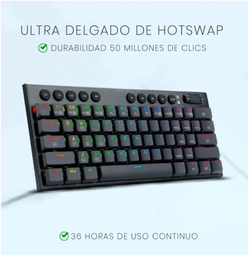TECLADO GAMING REDRAGON HORUS MINI PRO K632RGB-PRO RED RGB 60% SWITCH RED 2.4GHZ/BT/USB-C