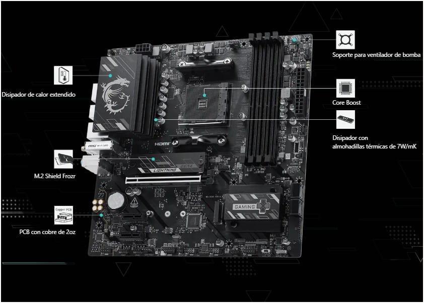 MAINBOARD MSI B550M GAMING PLUS WIFI6E AM4 DDR4 4 SLOTS PCIe 4.0 HDMI mATX