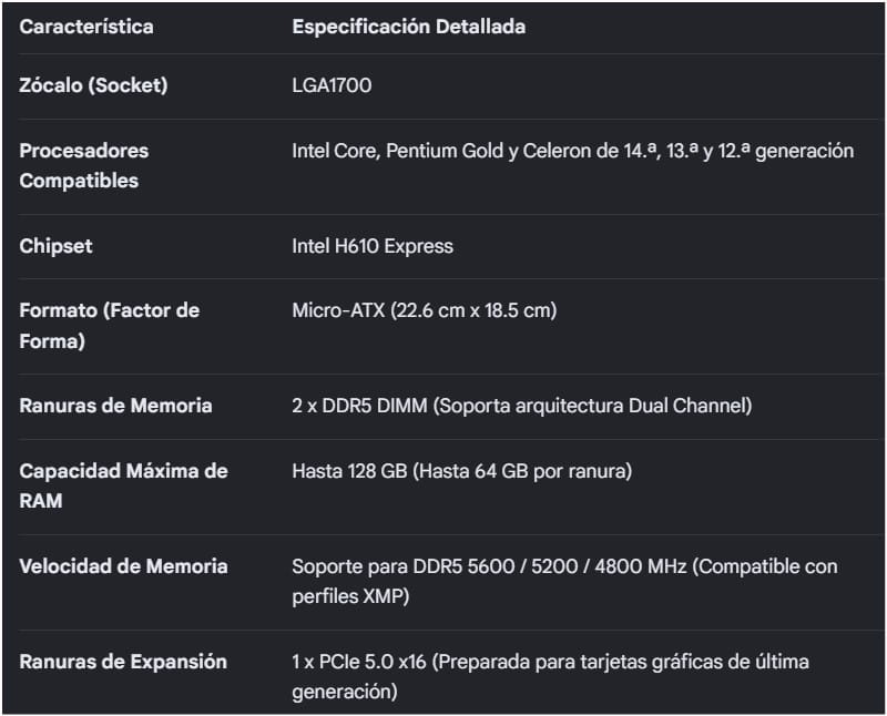 Mbo Gigabyte H610M K GEN5 DDR5 14VA LGA1700 2DDR5 HDMI M.2 USB3.2 PCIe4.0 micro-ATX