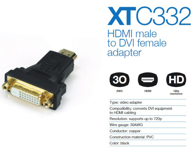 Adaptador Xtech HDMI Macho DVI Hembra Adapter XTC332