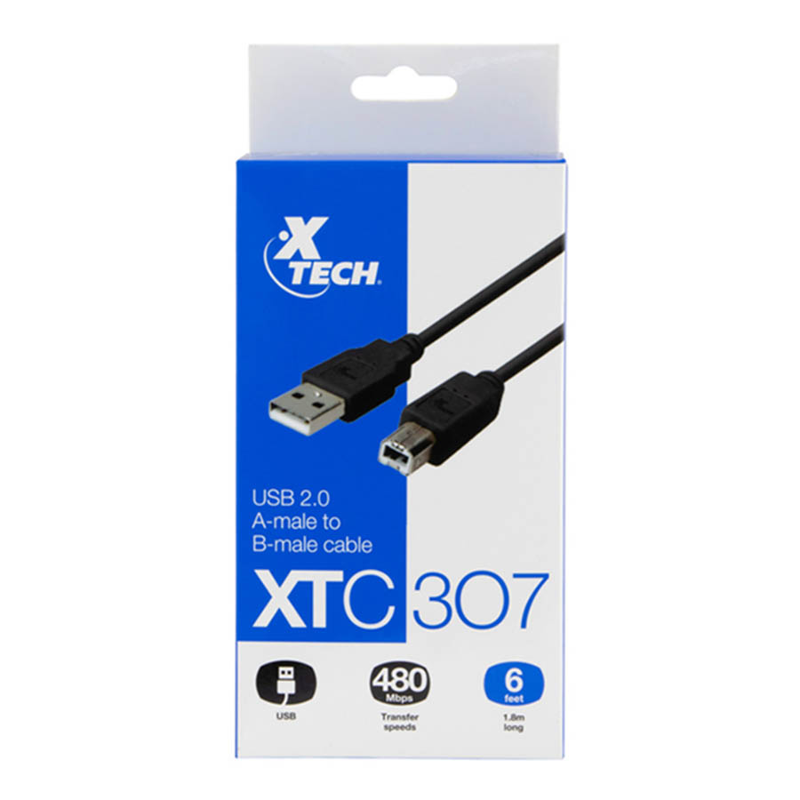 Cable USB para Impresora 2.0 XTCH A-MACHO B- MACHO 1.8METROS XTC-307