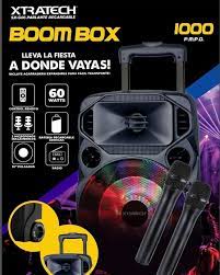 Parlante Xtratech portable Boom Bluetooth USB-SD Woofer entradas 2 mic Negro Modelo SP401