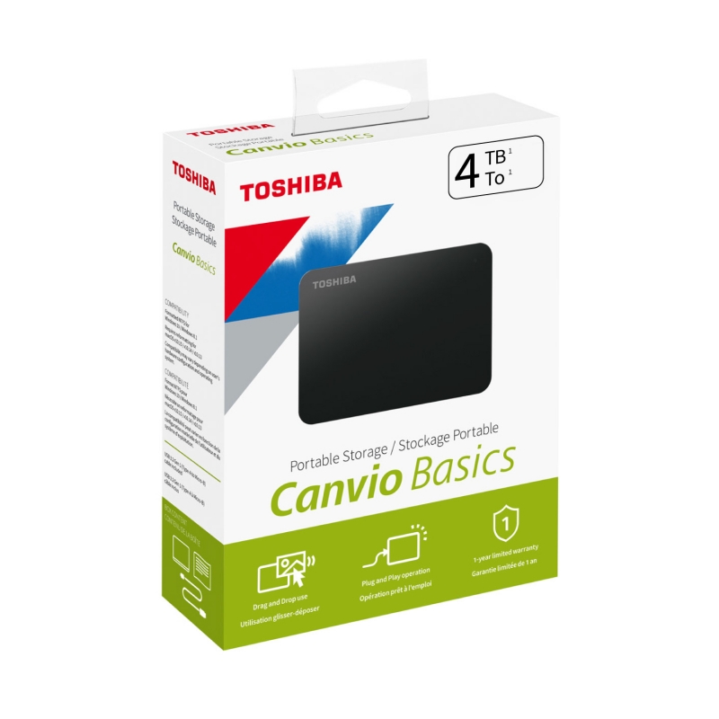 Disco Duro Externo Toshiba CANVIO 4TB USB 3.0 Basics 5400rpm  buffer: 8MB Negro