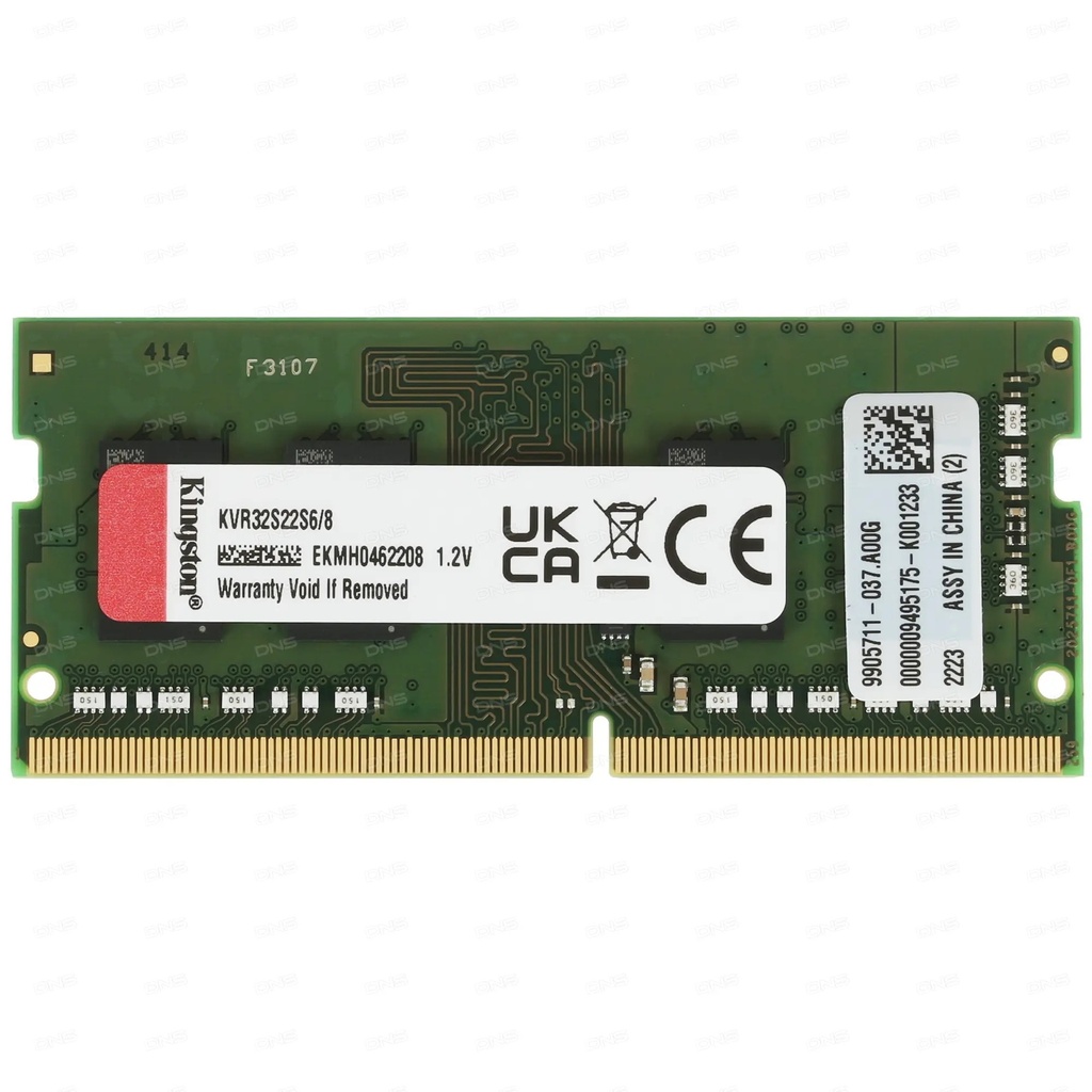 Memoria Ram Laptop Kingston 8GB DDR4 3200MHZ  CL22 ECC 260pin SO-DIMM KVR32S22S6/8