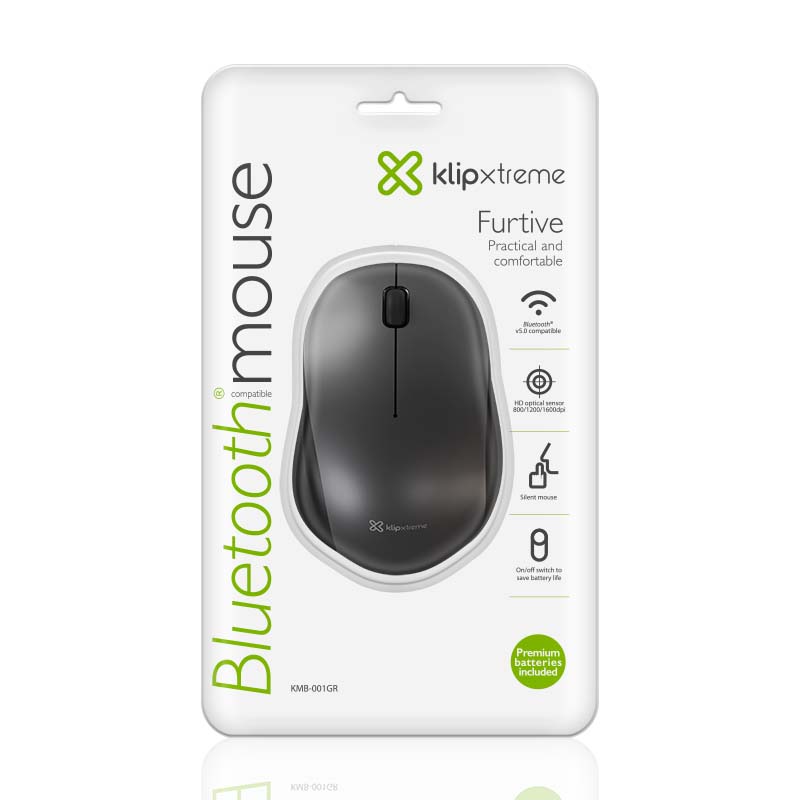 Mouse Klip Xtreme Bluetooth KMB-001GR 3bth  black/ grey