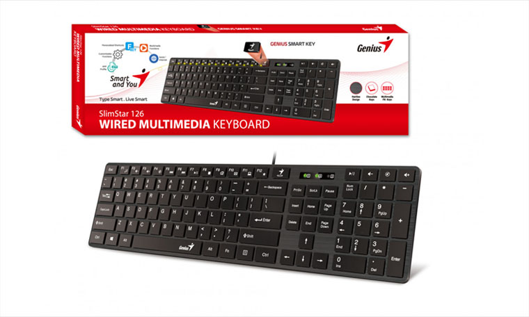 Teclado Genius SlimStar 126 Multimedia USB Ultradelgado Negro