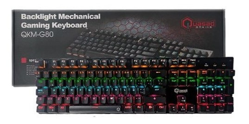 Teclado Gaming Quasad QKM-G80  mechanical Full size 9 modos led usb black 