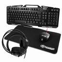 Combo 4 en 1 Quasad TECLADO QGK-330U MOUSE QM-G10 HEADSET GQX2 MOUSE-PAD QMPG-1 RGB