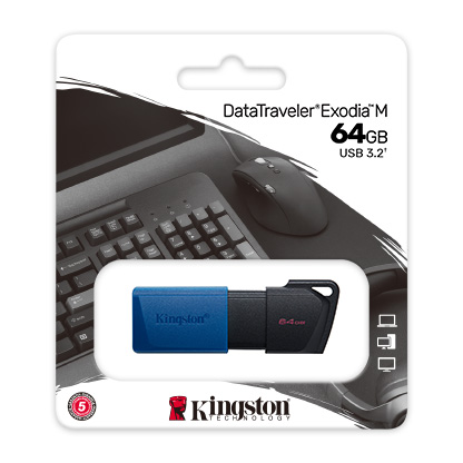 Flash Kingston 64gb Datatraveler Exodia M Azul/Negro USB3,2  CH411KNG37