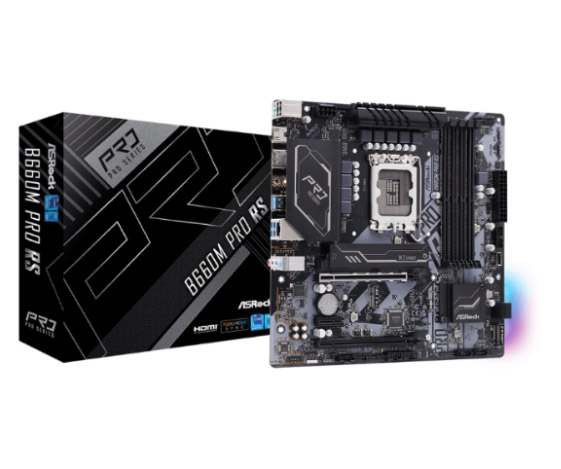 Tarjeta Madre Asrock B660m Pro Rs 12-13gen Lga1700 Hdmi-dp 4xddr4 13usb 4sata3 Pcie2x16-1x1 M.2 Microatx