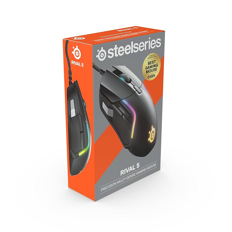 Mouse SteelSeries Rival 5 gamer USB RGB 9 button 85g
