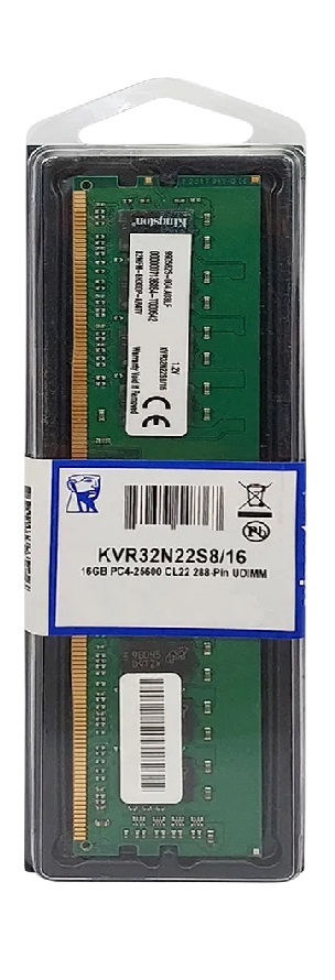 Memoria Ram Kingston 16gb DDR4 3200Mhz DDR4 NonECC CL22 1Rx8 KVR32N22S8/16