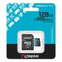 Memoria Kingston Micro Sd 128gb Canvas Go! Plus Class 10 Up to 200Mb/s Read Con Adaptador Ideal Celulare SDCG4/128GB
