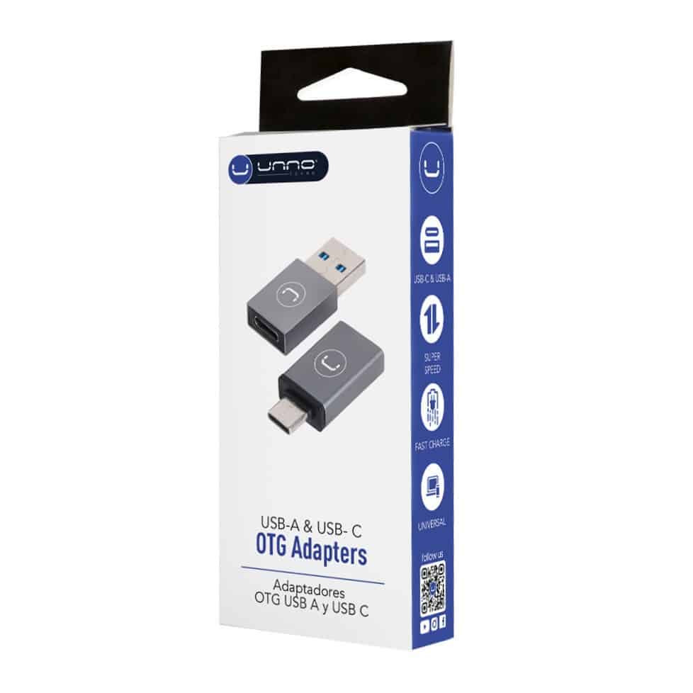 Adaptador Unnotekno Juego de adaptadores USB-A a USB-C y USB-C a OTG AD4301GY