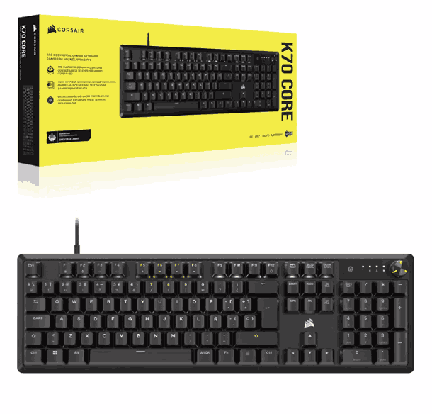 Teclado Corsair Gamer K70 Core INGLES RGB Mecanico Switch MLX Red PC Mac Xbox Playstation CH-9109B1E-NA