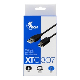 [LT0115] Cable USB para Impresora 2.0 XTCH A-MACHO B- MACHO 1.8METROS XTC-307