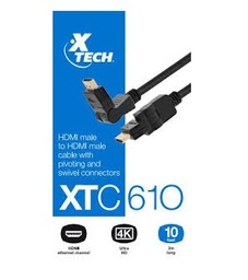 [LT0155] Cable HDMI Xtech 10ft XTC-610 flat xtc610 4K 3m Conector Giratorio