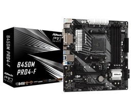 [LT1863] MBO ASROCK B450M-PRO4-F AMD4 4xDDR4 VD SN RD HDMI DVI-D 2M.2 6USB3.1 7PCI-Exp Micro-ATX