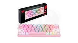 [LT4179] Teclado Gaming Redragon FIZZ PRO K616-RGB BLANCO/ROSADO MECANICO WIRELESS 60% SWITCH ROJO