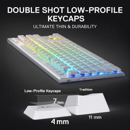 [LT4549] Teclado Gaming Redragon Horus TKL Blanco Mecanico Wireless Switch Red K621W-RGB SP-RED