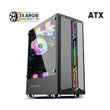 [LT4608] Case Armaggeddon Gamer Triton Pro 300 Bk Mid Tower ATX 3 Fans ARGB Black Vidrio Templado