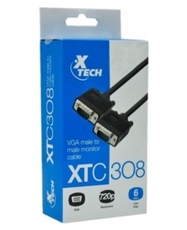 [LT4619] Cable Xtech VGA para Monitor o Proyector 6FT XTC308 macho a macho